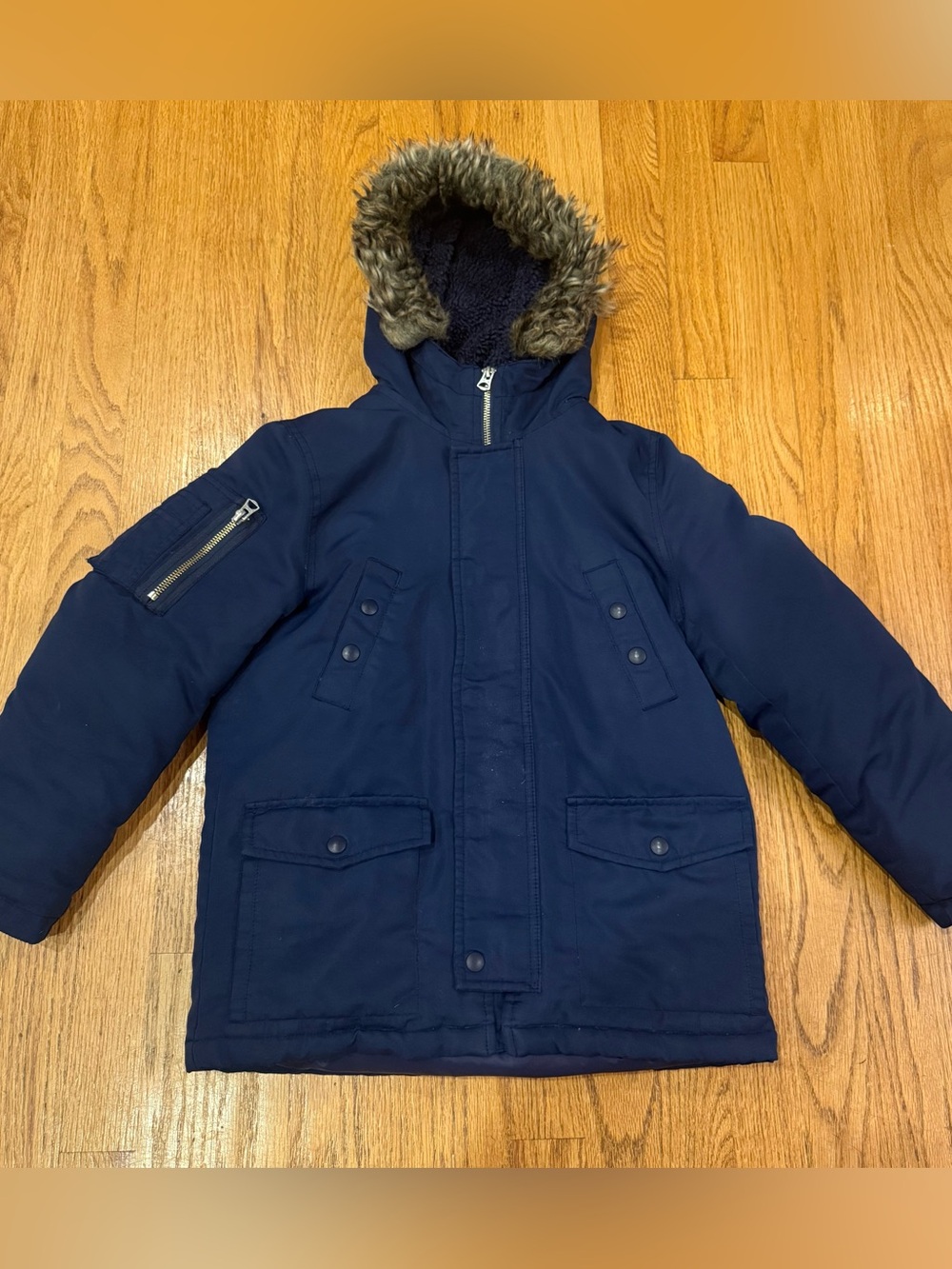 Polo Ralph Lauren down parka navy hooded jacket. Size 8 boys